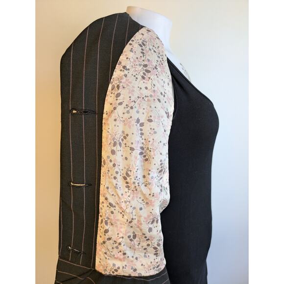 Elliott Lauren Blazer 6 Dark Gray Pink Pinstripe Cropped 3/4 Sleeve USA VTG - Picture 8 of 10